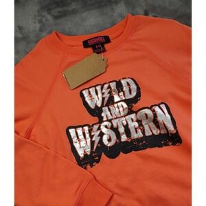 ROCK & ROLL DENIM Orange Wild and Western Graphic Sweatshirt Womens Medium